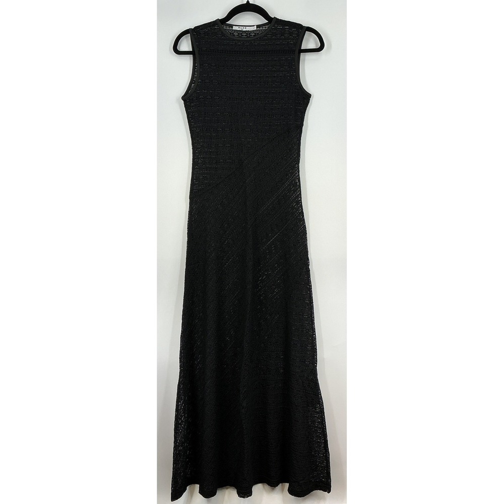 NAKD Black‎ Floral Lace Midi Dress Sleeveless Crew Neck Stretch LBD Size S